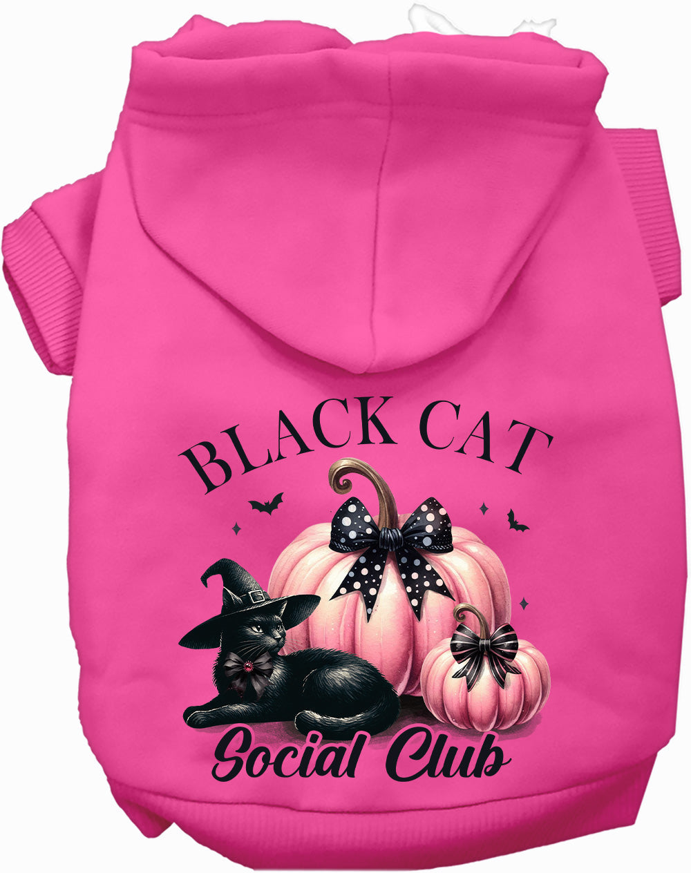 Pink and Black Cat Social Club Halloween Pet Hoodie