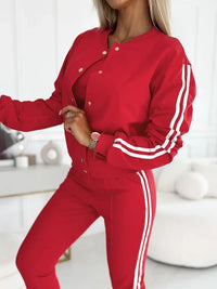 Load image into Gallery viewer, Three Piece Striped Patch Tracksuit Set