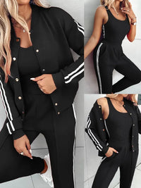 Load image into Gallery viewer, Three Piece Striped Patch Tracksuit Set