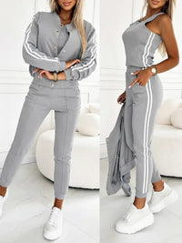 Load image into Gallery viewer, Three Piece Striped Patch Tracksuit Set