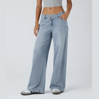 Load image into Gallery viewer, Halara Flex Asymmetric Low Rise Wide Leg Jeans