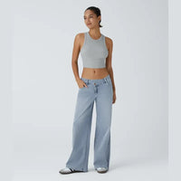 Load image into Gallery viewer, Halara Flex Asymmetric Low Rise Wide Leg Jeans