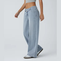 Load image into Gallery viewer, Halara Flex Asymmetric Low Rise Wide Leg Jeans