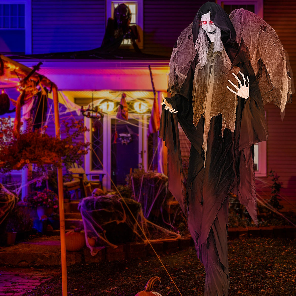 8.2 ft Halloween Standing Witch with Lighted Eyes and Automatic Wing Movement
