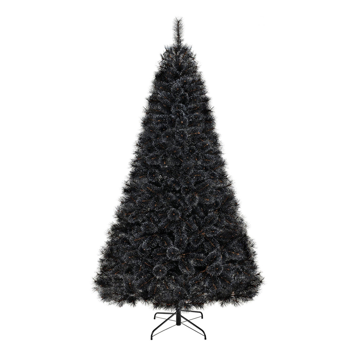 6/7/8 Feet Black Artificial Halloween Christmas Tree with PVC Branch Tips and 210/320/450 Cool White LED Lights