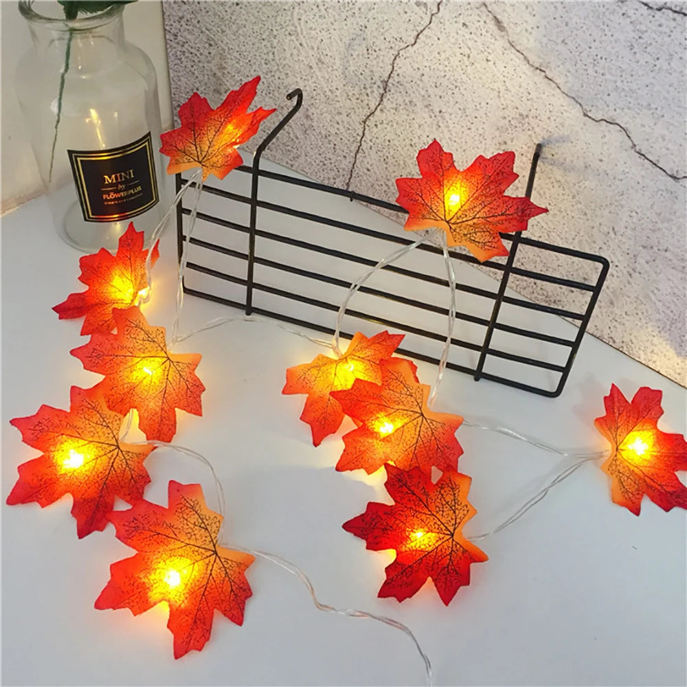 Halloween LED Maple Leaf Garland String Lights
