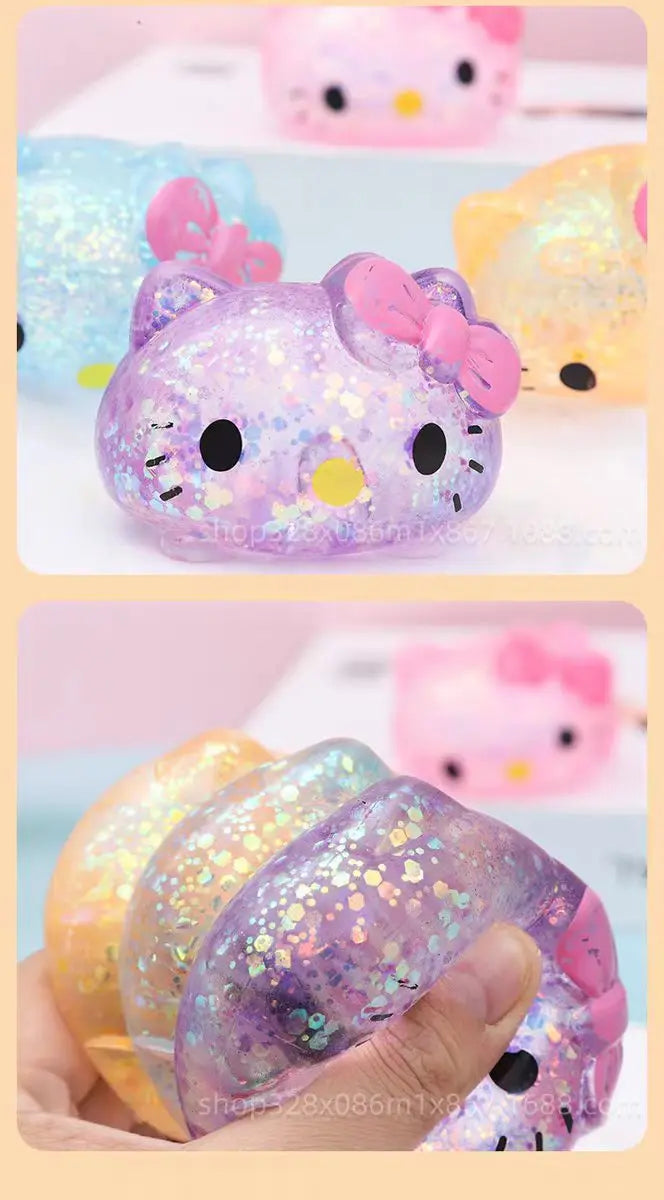 Hello Kitty Glitter Squishy Stress-Relief Fidget Toy - 1 PC Random Color