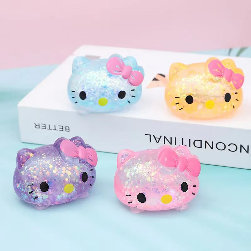 Hello Kitty Glitter Squishy Stress-Relief Fidget Toy - 1 PC Random Color