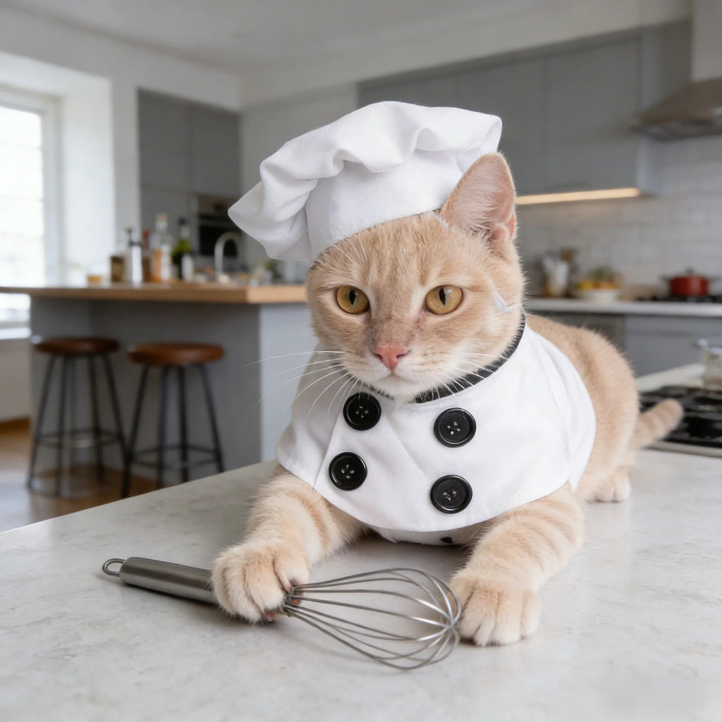 Dog Chef Hat Outfit Halloween Cosplay Costume Pet Clothes For Party Dress Up Fun