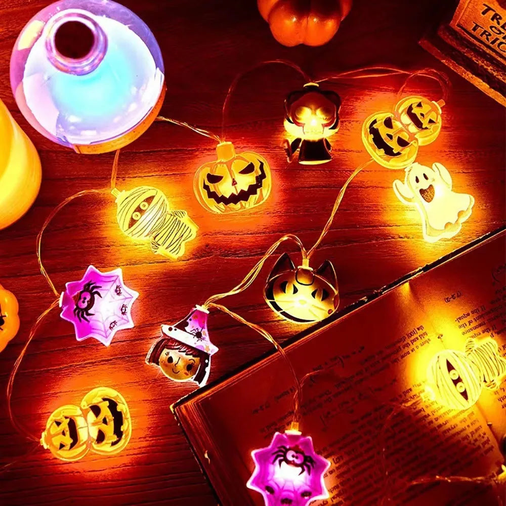 Halloween LED Pumpkin, Ghost & Spider Web String Lights