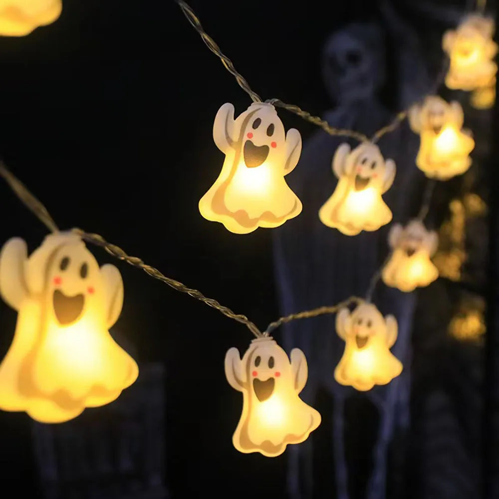 Halloween LED Pumpkin, Ghost & Spider Web String Lights