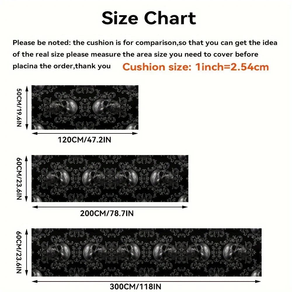 VIKAMA Black Skull Carpet Halloween Decoration Gothic Style  Large Area Rugs Balcony Hallway Rug Kitchen Floor Rug Doormat