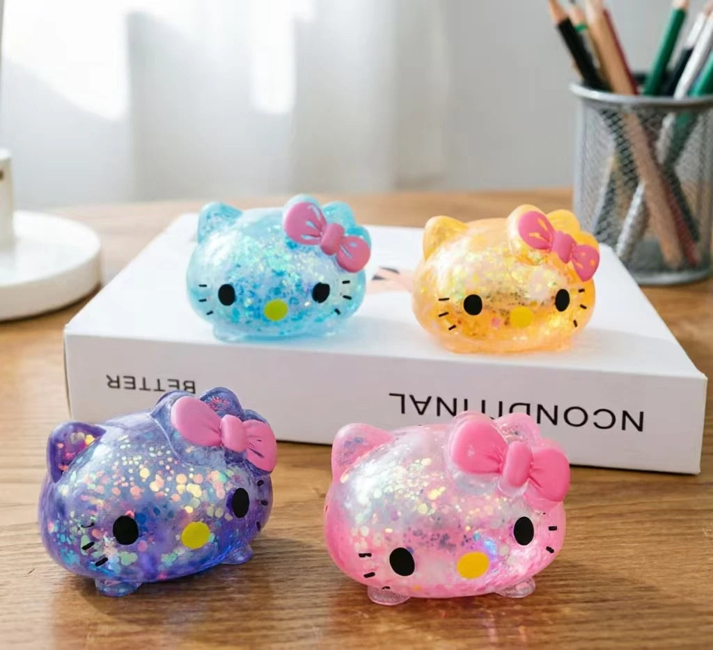 Hello Kitty Glitter Squishy Stress-Relief Fidget Toy - 1 PC Random Color