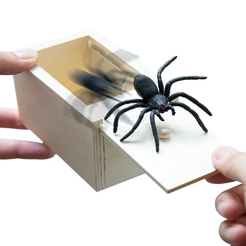 Wooden Spider Scare Box Prank Toy
