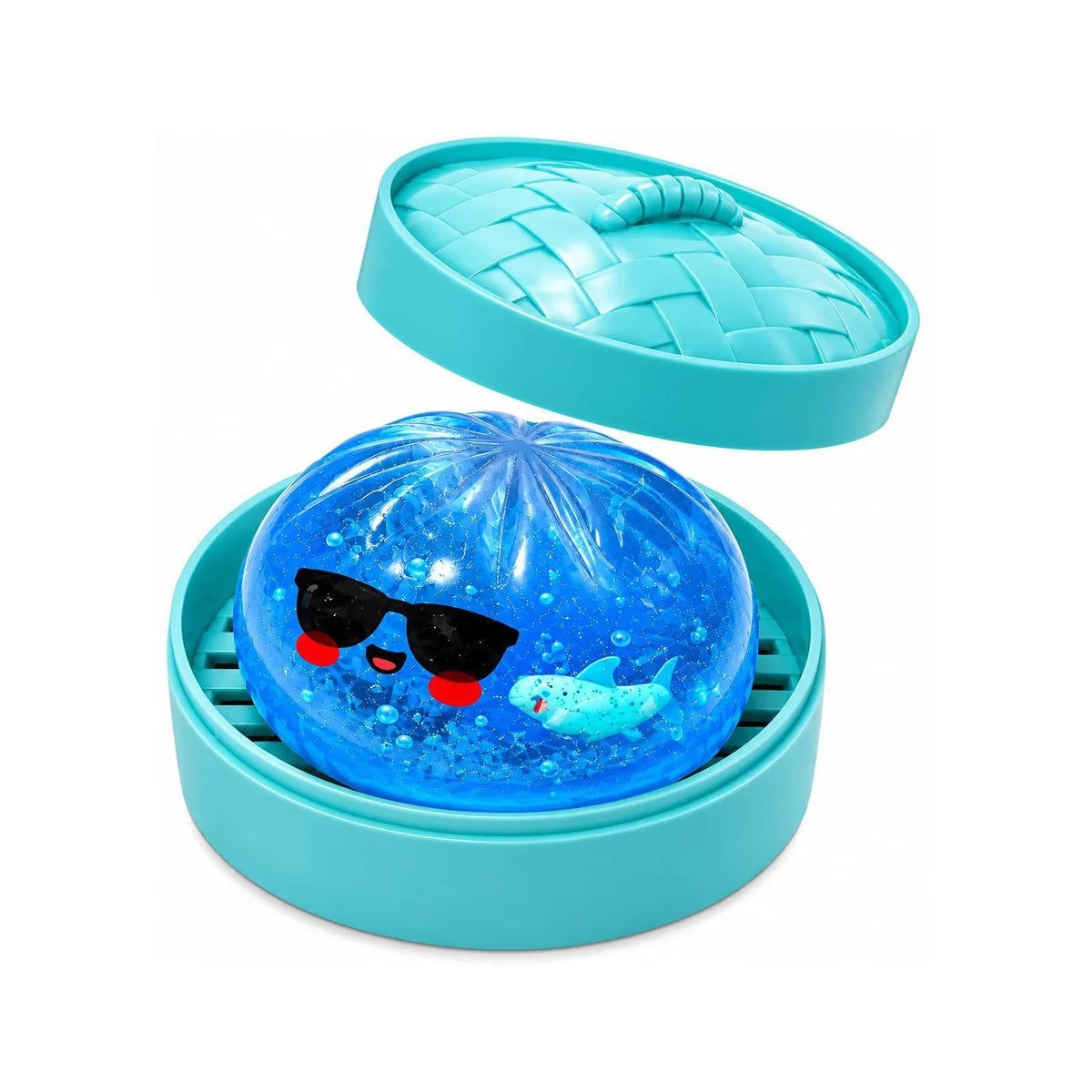 New Glitter Shark Dumpling Squishy Toy Mini Soft Slow Rebound Fidget with Steamer Stuffed Bun Pinch Le Toy
