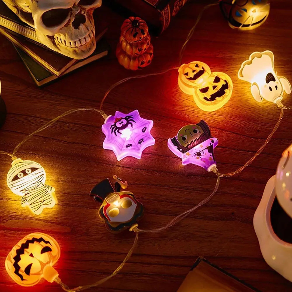 Halloween LED Pumpkin, Ghost & Spider Web String Lights