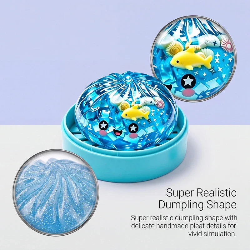 Cute Marine Animal Steamed Bun Squishy Toy – Glitter Sensory Stress Relief Toy