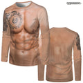 Fake Muscle Body 3D Print Men T-shirt Halloween Funny Cosplay Muscular Long Sleeve T Shirt Fashion Casual O-Neck Kids Tops Tees