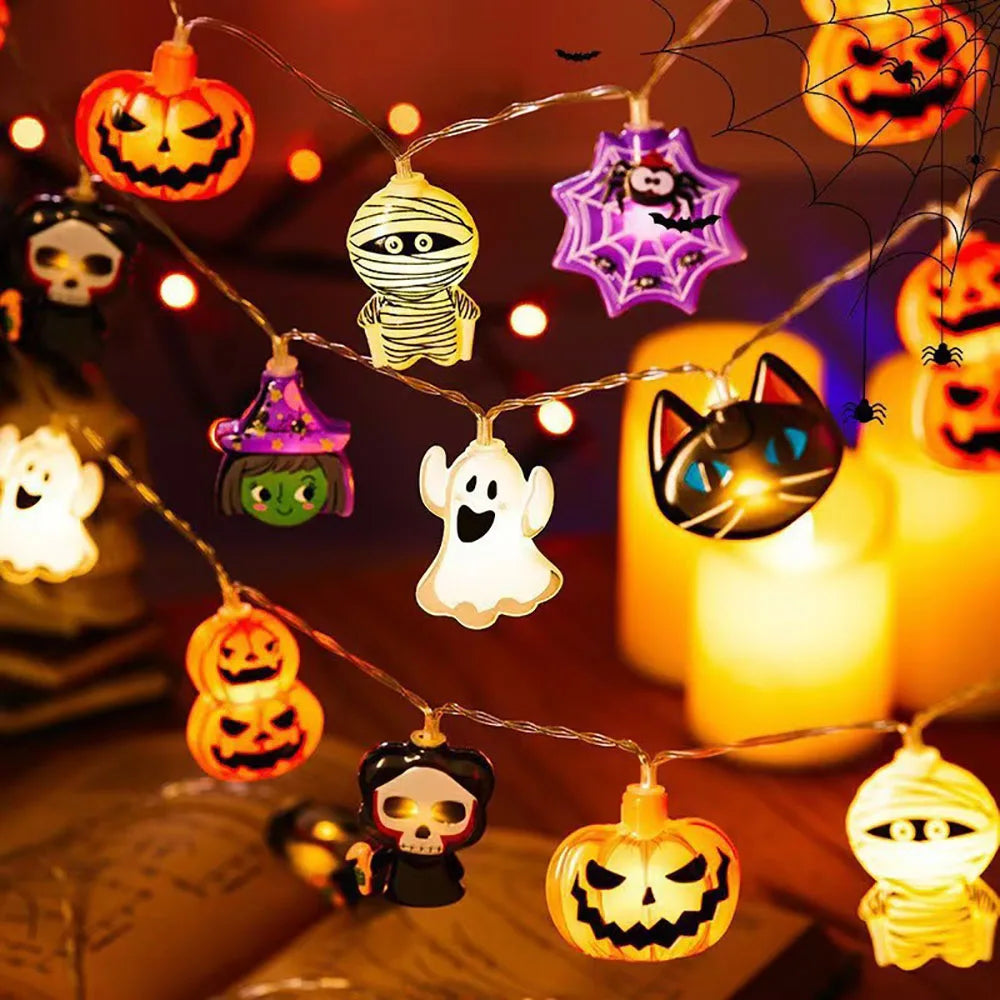 Halloween LED Pumpkin, Ghost & Spider Web String Lights