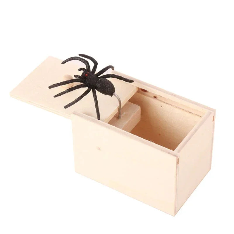 Wooden Spider Scare Box Prank Toy