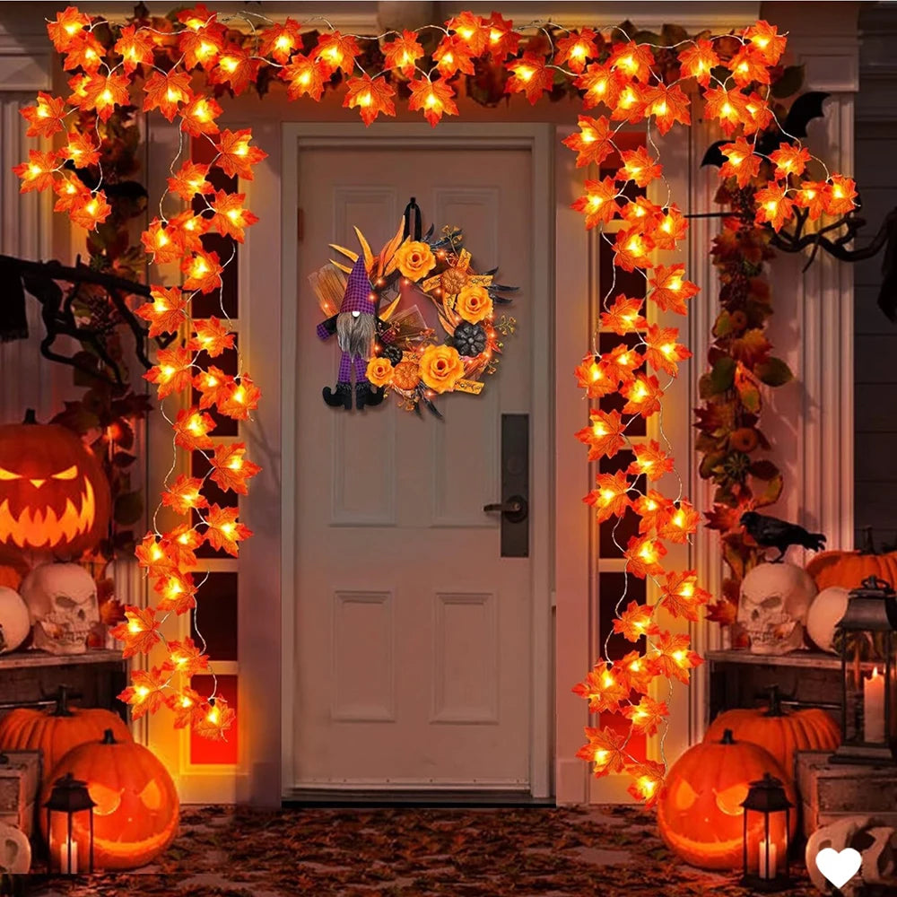 Halloween LED Maple Leaf Garland String Lights