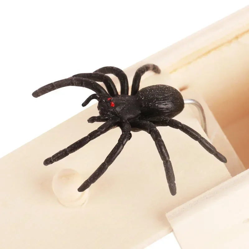 Wooden Spider Scare Box Prank Toy