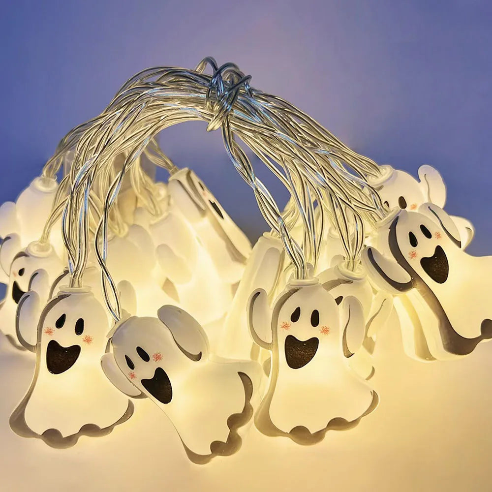 Halloween LED Pumpkin, Ghost & Spider Web String Lights
