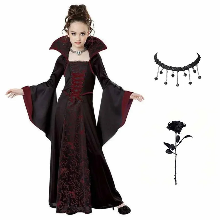 Girls Vampire Costume Gothic Tutu Dress – Halloween Fantasy Outfit