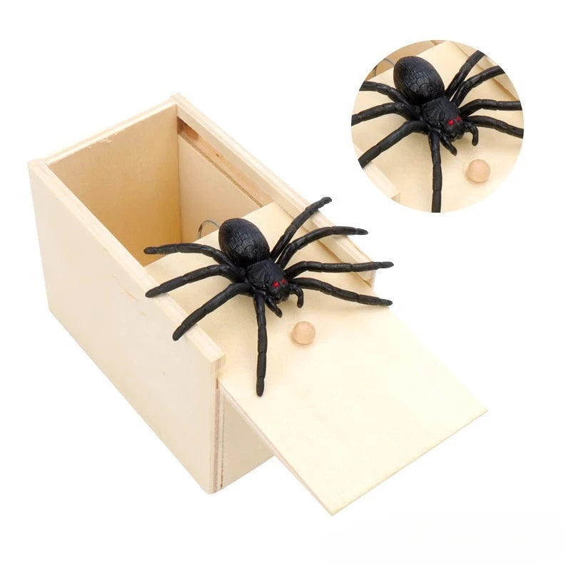 Wooden Spider Scare Box Prank Toy
