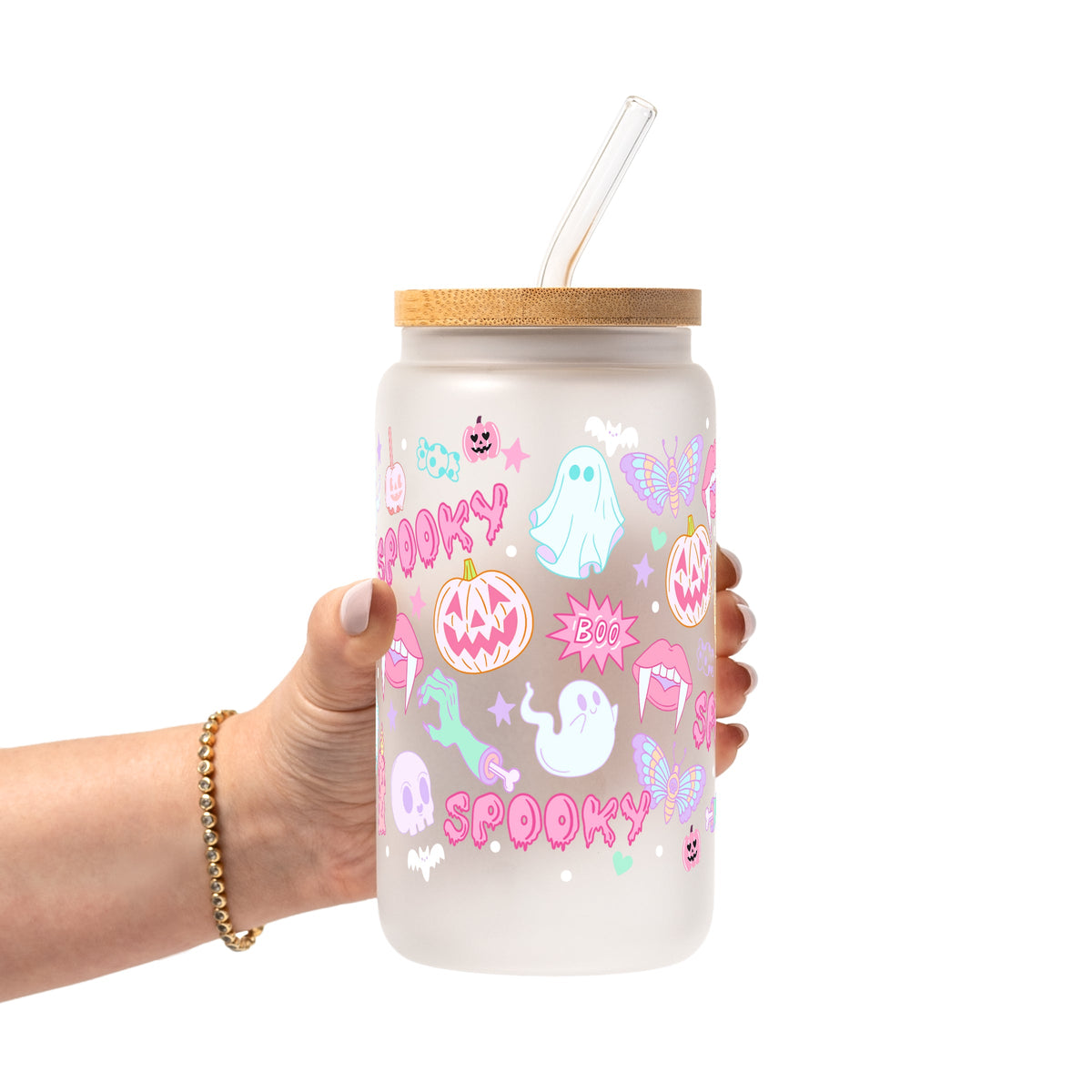 Pastel Pink Halloween Glass Cups