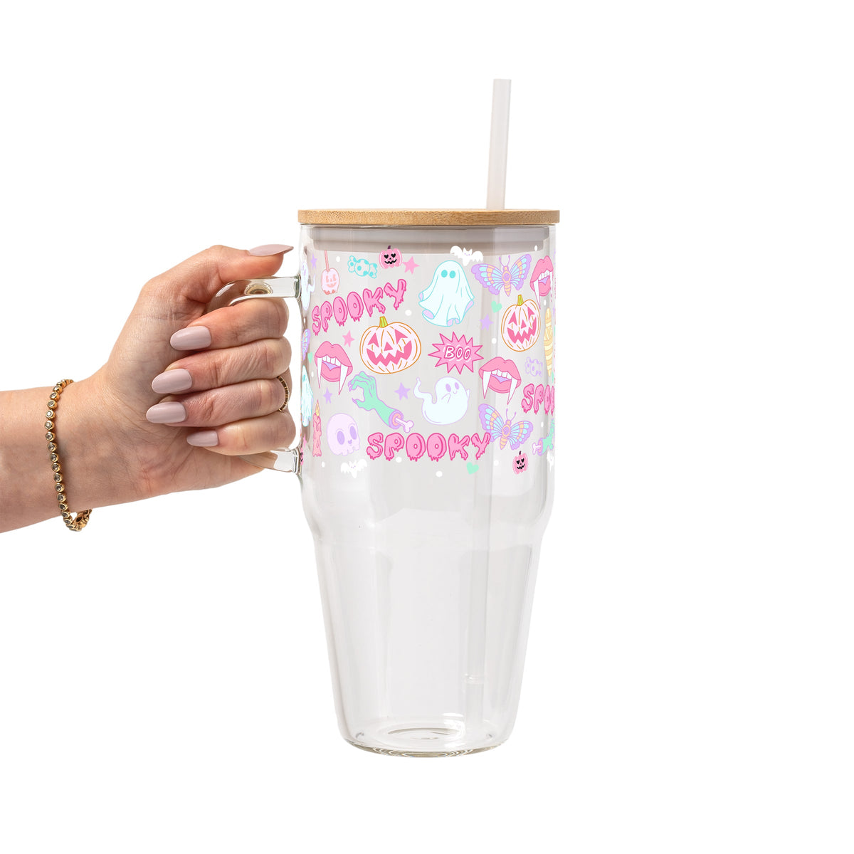 Pastel Pink Halloween Glass Cups