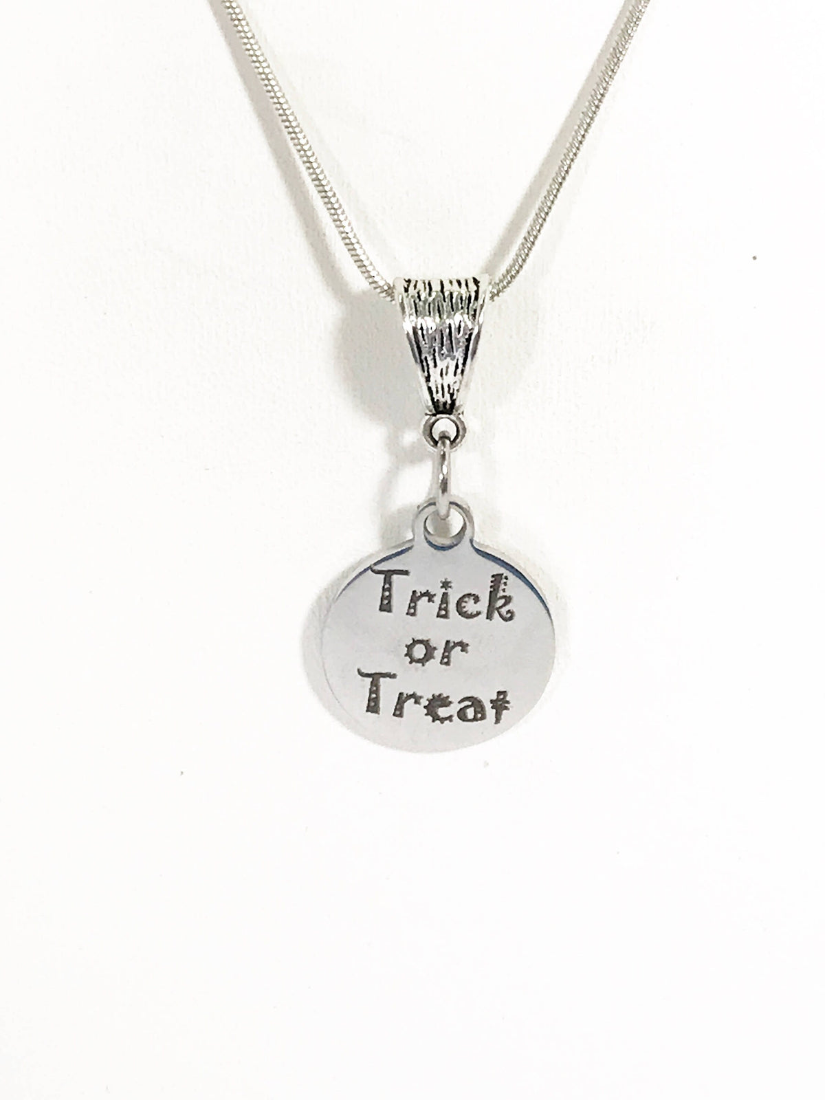 Trick or Treat Necklace, Halloween Outfit Jewelry, Halloween Necklace, Trick or Treat Jewelry Gift, No Tricks Just Treats Jewelry