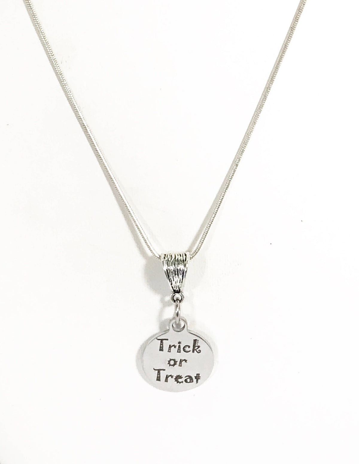 Trick or Treat Necklace, Halloween Outfit Jewelry, Halloween Necklace, Trick or Treat Jewelry Gift, No Tricks Just Treats Jewelry